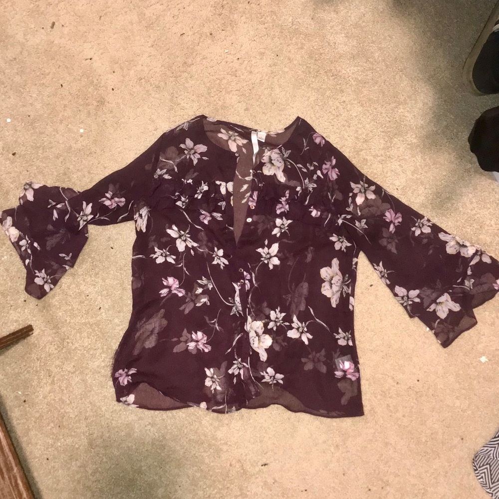 Lauren Conrad Sheer Bellsleeve Blouse